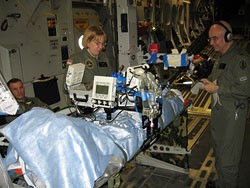 MAJ Elizabeth Mann in a simulation training mission on a C-17