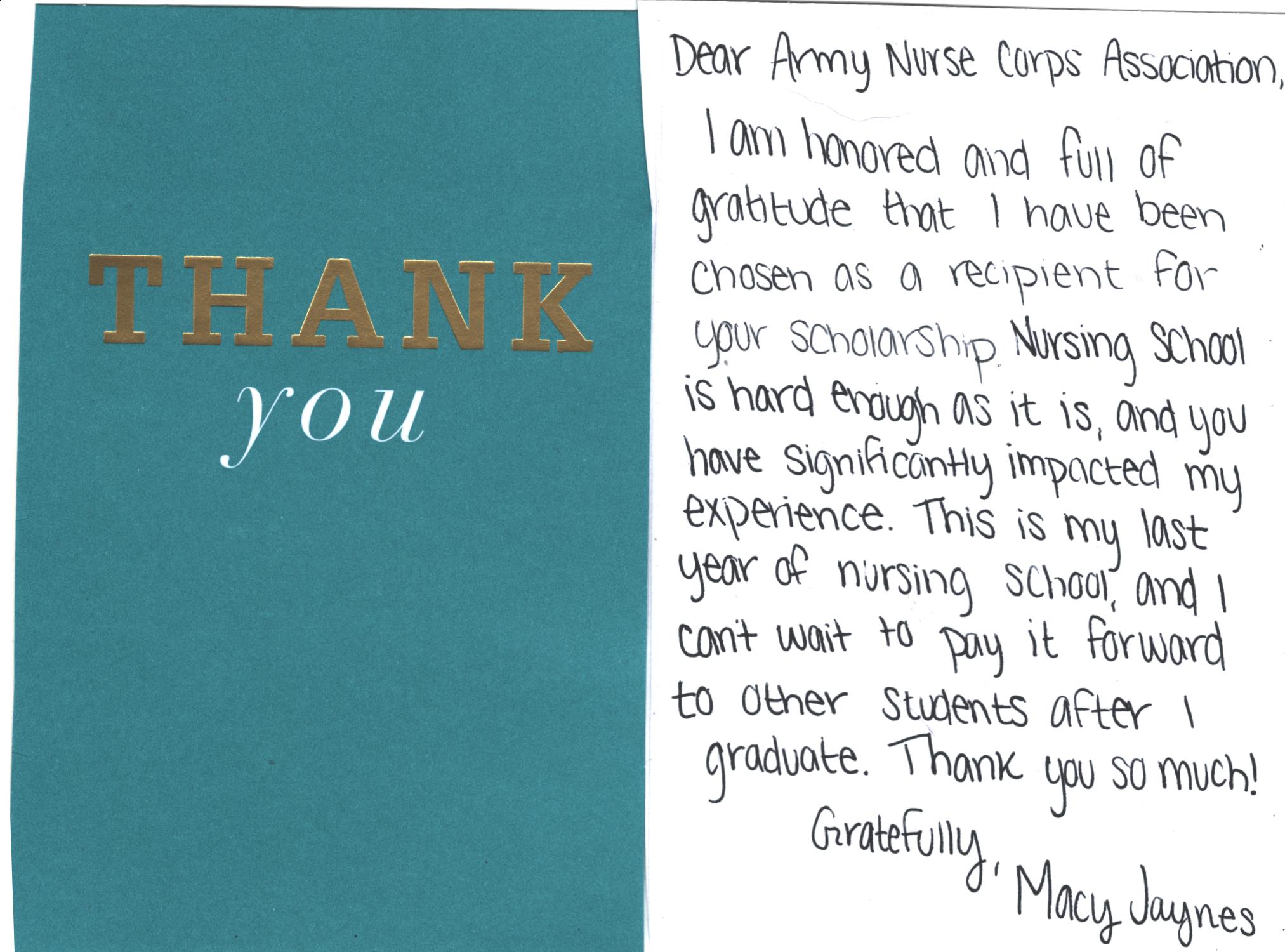 Macy Jaynes Thank-you note